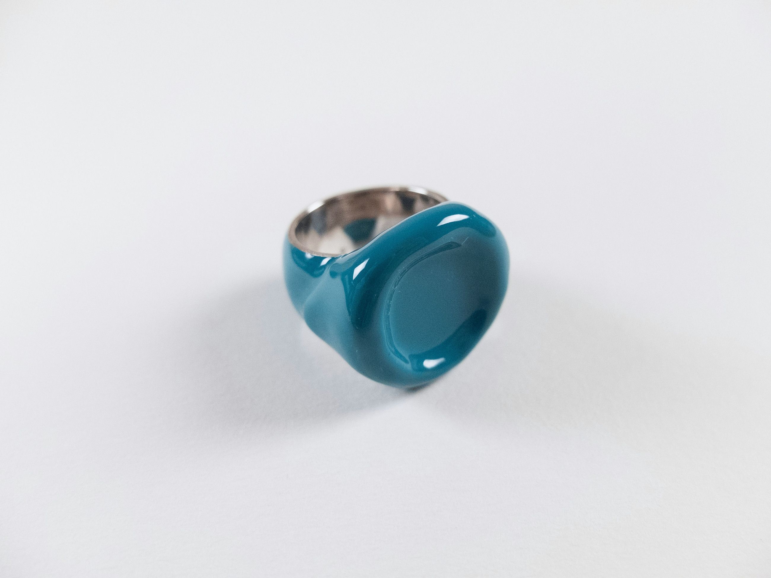 Bottega Veneta BOTTEGA VENETA Seal blue Sterling silver signet ring 9 19 q Size ONE SIZE - 3 Thumbnail
