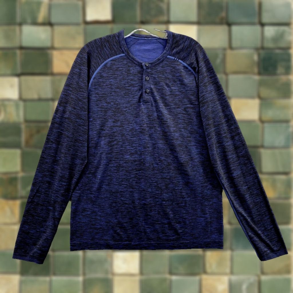 Lululemon Lululemon Swiftly Tech Henley Shirt Mens Medium Blue Long Sleeve Performance Gym Shirt Size US M / EU 48-50 / 2 - 1 Thumbnail