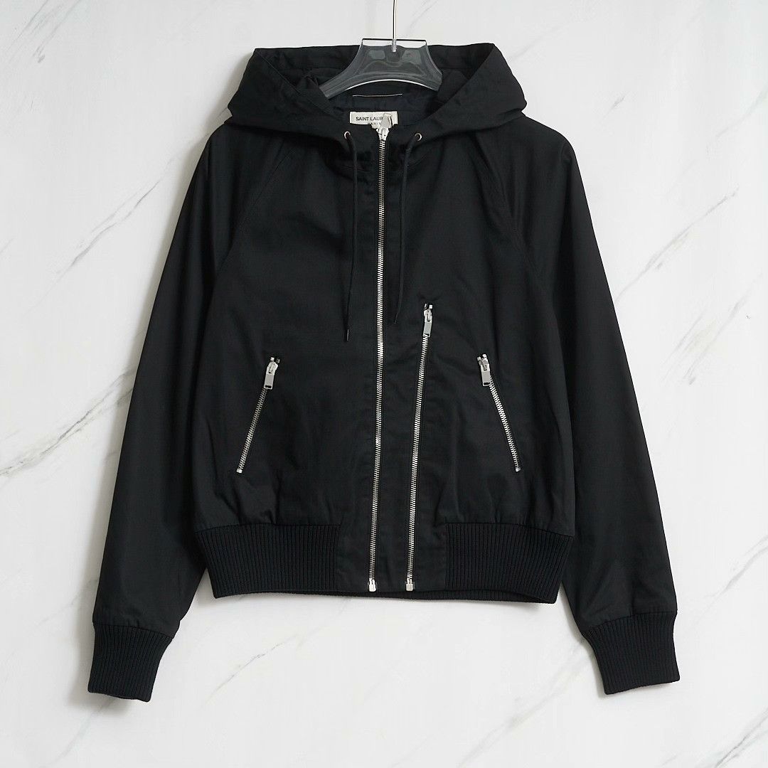 Saint Laurent Paris Saint Laurent Men's Black Hooded Jacket Size US M / EU 48-50 / 2 - 1 Thumbnail