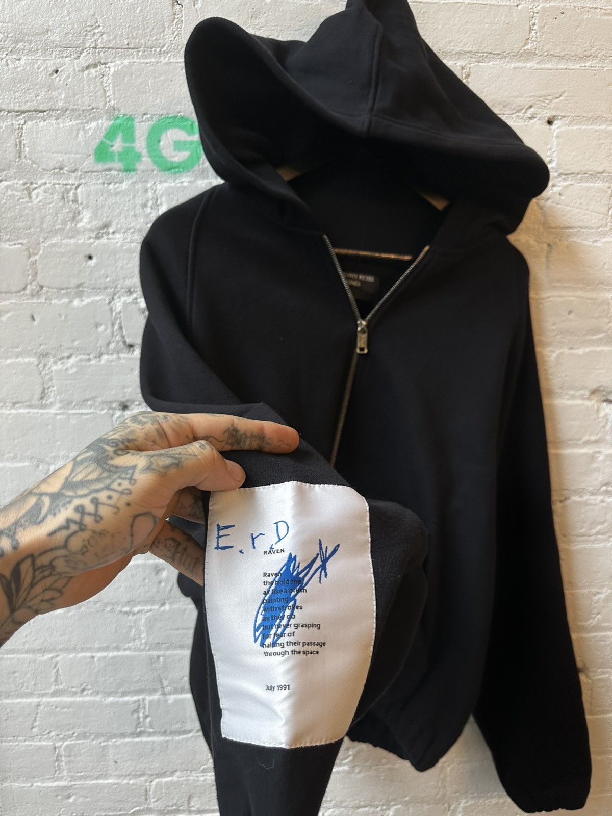 Enfants Riches Deprimes ERD SILK RAVEN PATCH BLACK ZIP HOODIE S/M/L BAGGY Size US S / EU 44-46 / 1 - 1 Thumbnail