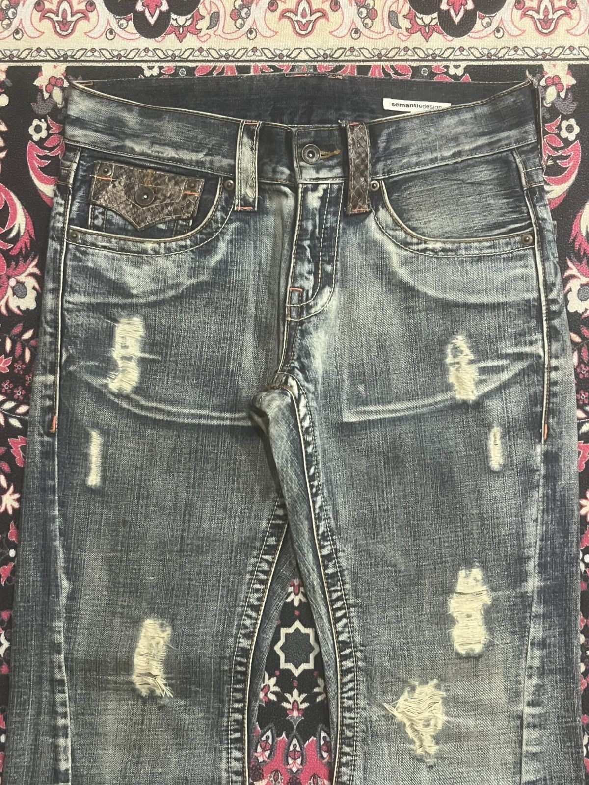 semanticdesign Semantic Design Phyton Detailed Mud Washed Spiral Flare Jean Size US 30 / EU 46 - 4 Thumbnail