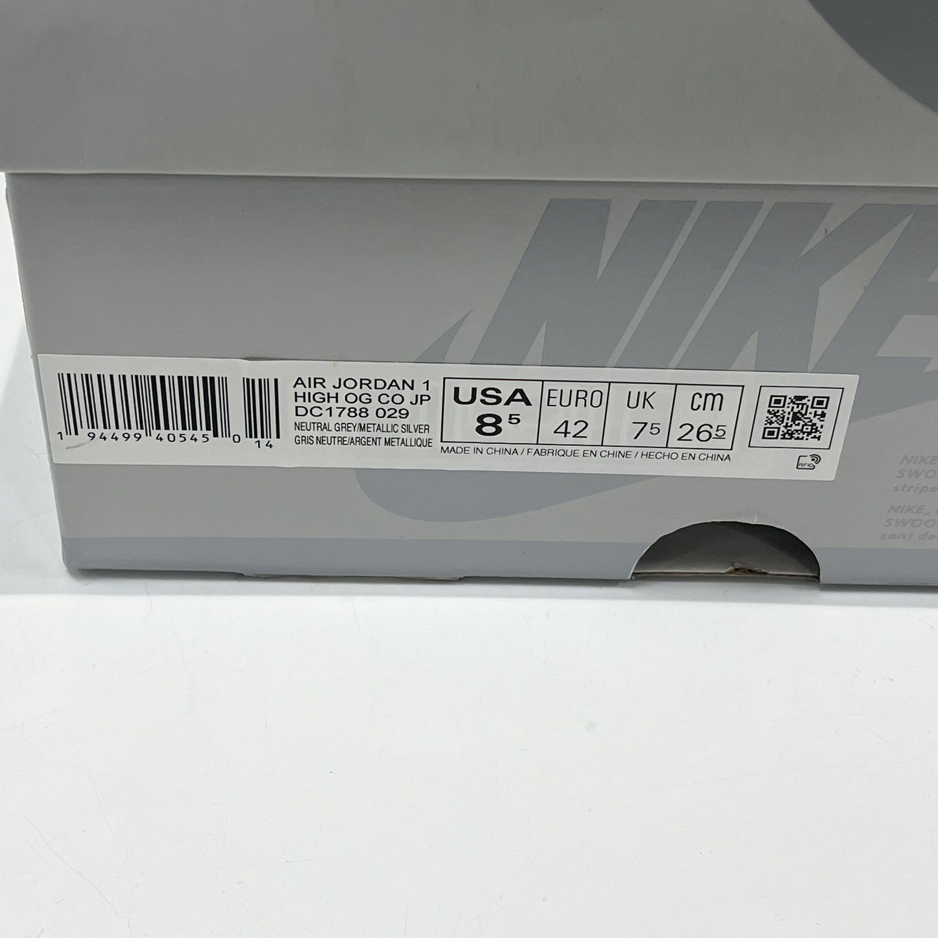 Nike Air Jordan 1 Retro High CO Japan Neutral Grey 2020 Size US 8.5 / EU 41-42 - 7 Thumbnail