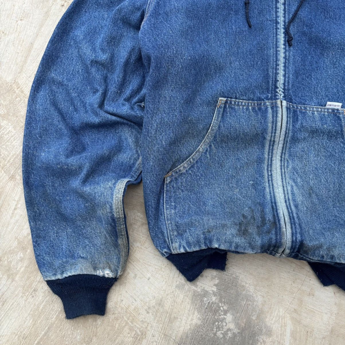 Carhartt Rare💥Vintage 90s Carhartt Flannel Lined Denim Hood Jacket Size US L / EU 52-54 / 3 - 4 Thumbnail