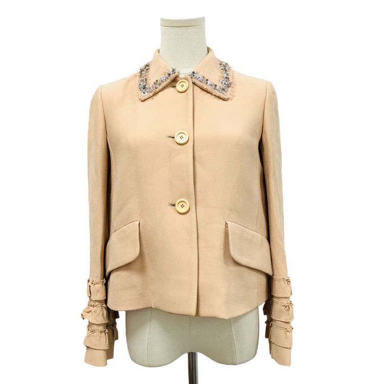 Miu Miu Miu Miu Rhinestone Collar Ruffle Cuff Jacket Size 36 Size XS / US 0-2 / IT 36-38 - 1 Thumbnail