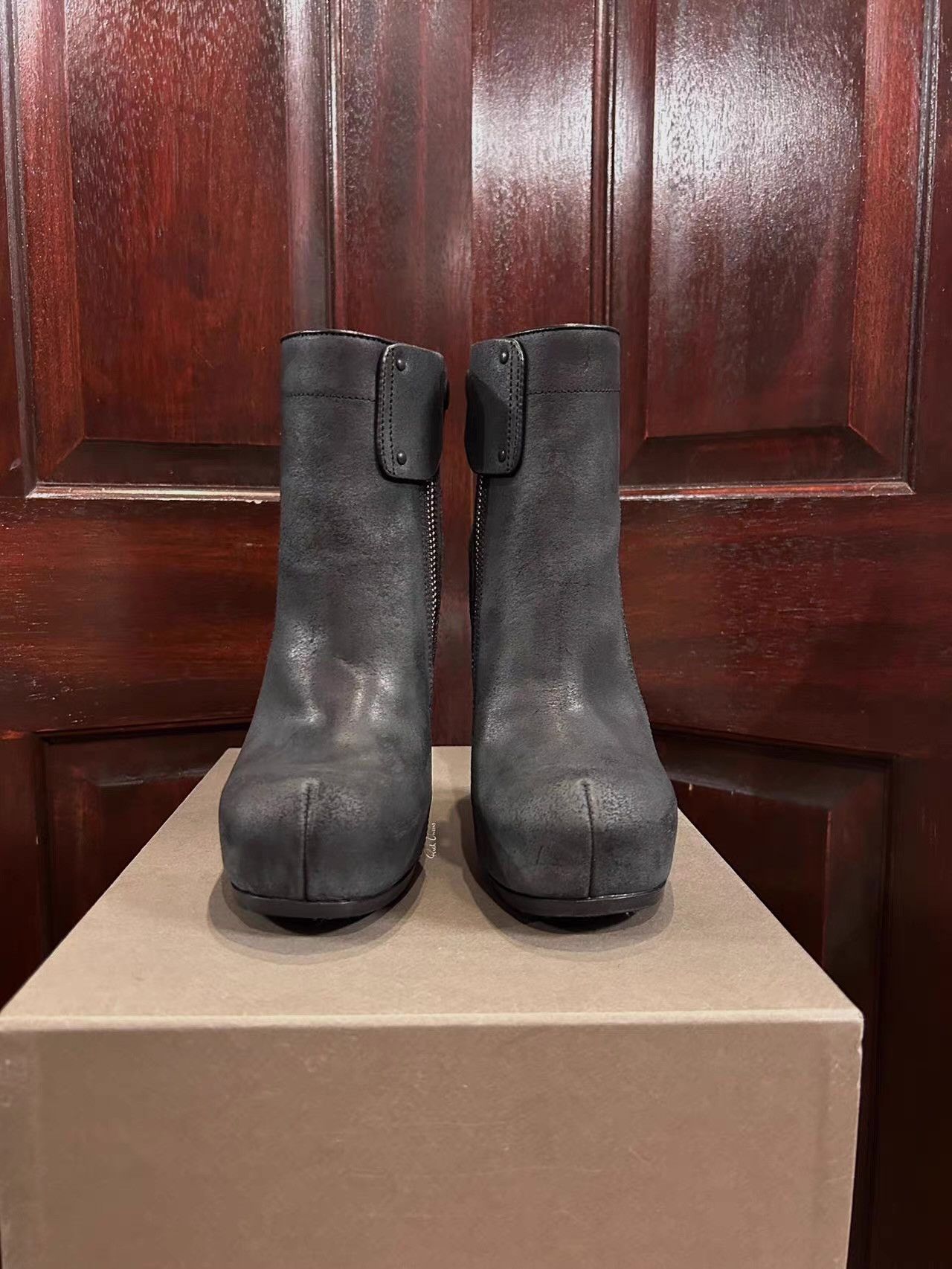 Rick Owens Rick Owens reverse‑leather wedge‑heel boots。Ｑ25 Size US 6 / IT 36 - 1 Thumbnail