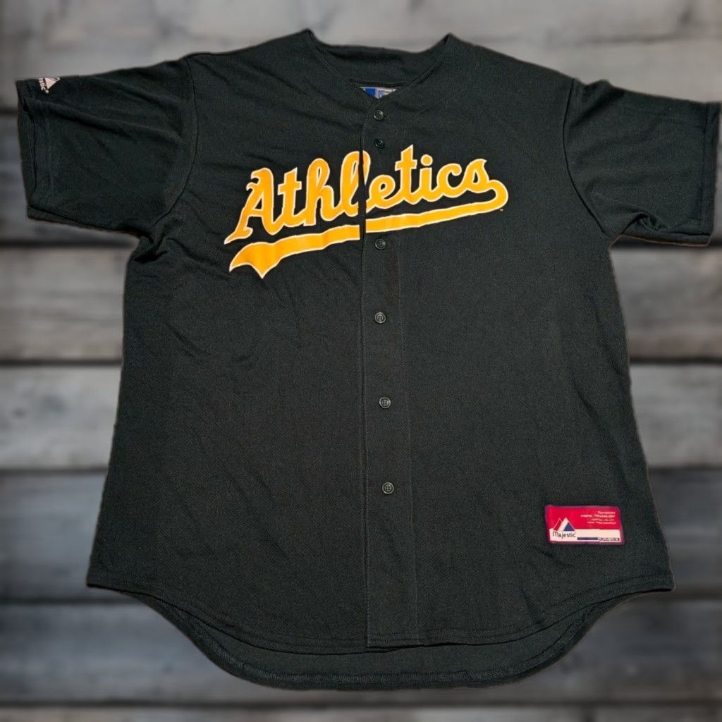 MLB VINTAGE Majestic Coolbase Baseball Jersey Oakland Athletics A's MLB Green L USA Made EUC Mens Shirt Size US L / EU 52-54 / 3 - 1 Thumbnail