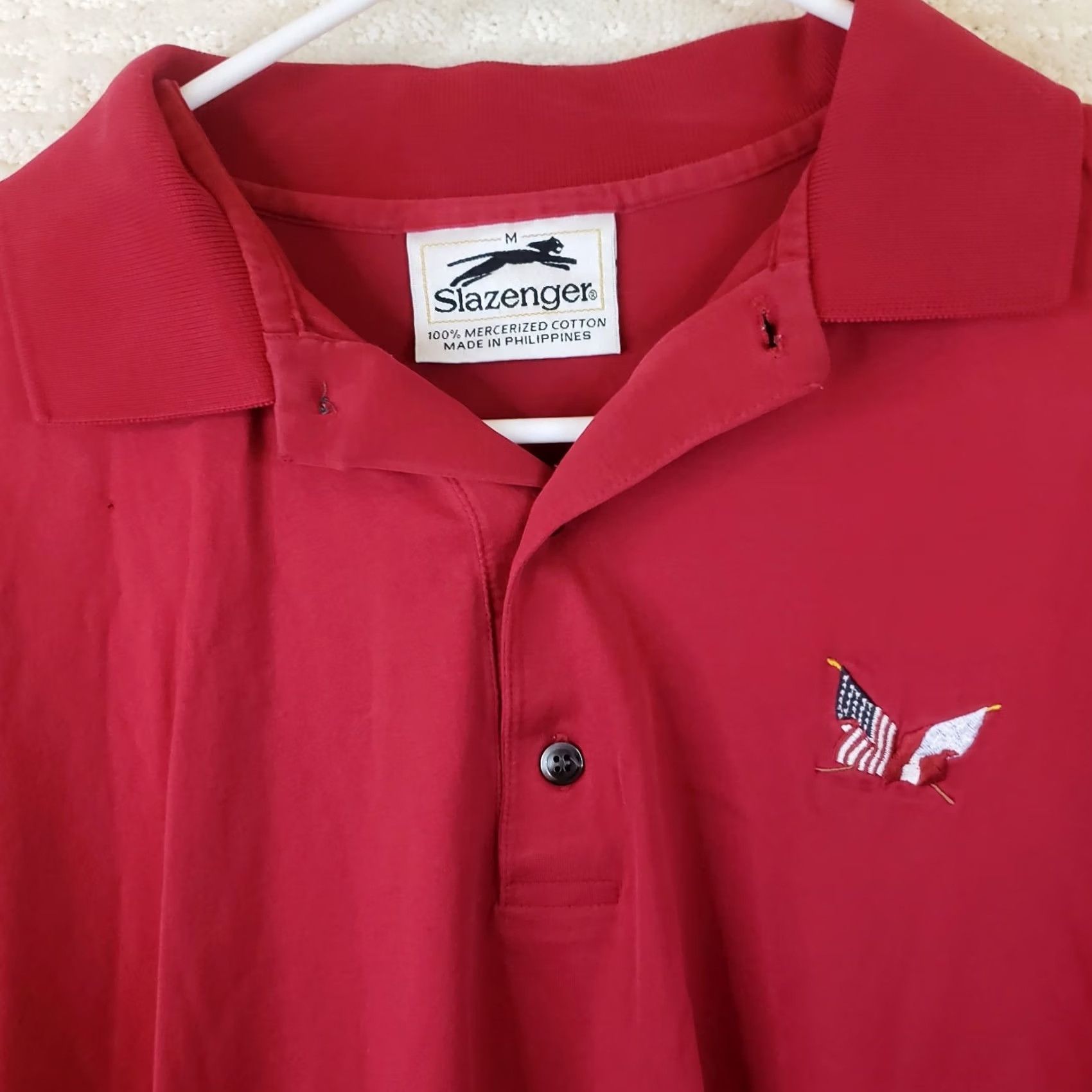 Vintage VINTAGE Slazenger Polo Shirt Mens M Solid Red Logo Secession Golf Club Flags Shirt Size US M / EU 48-50 / 2 - 3 Thumbnail