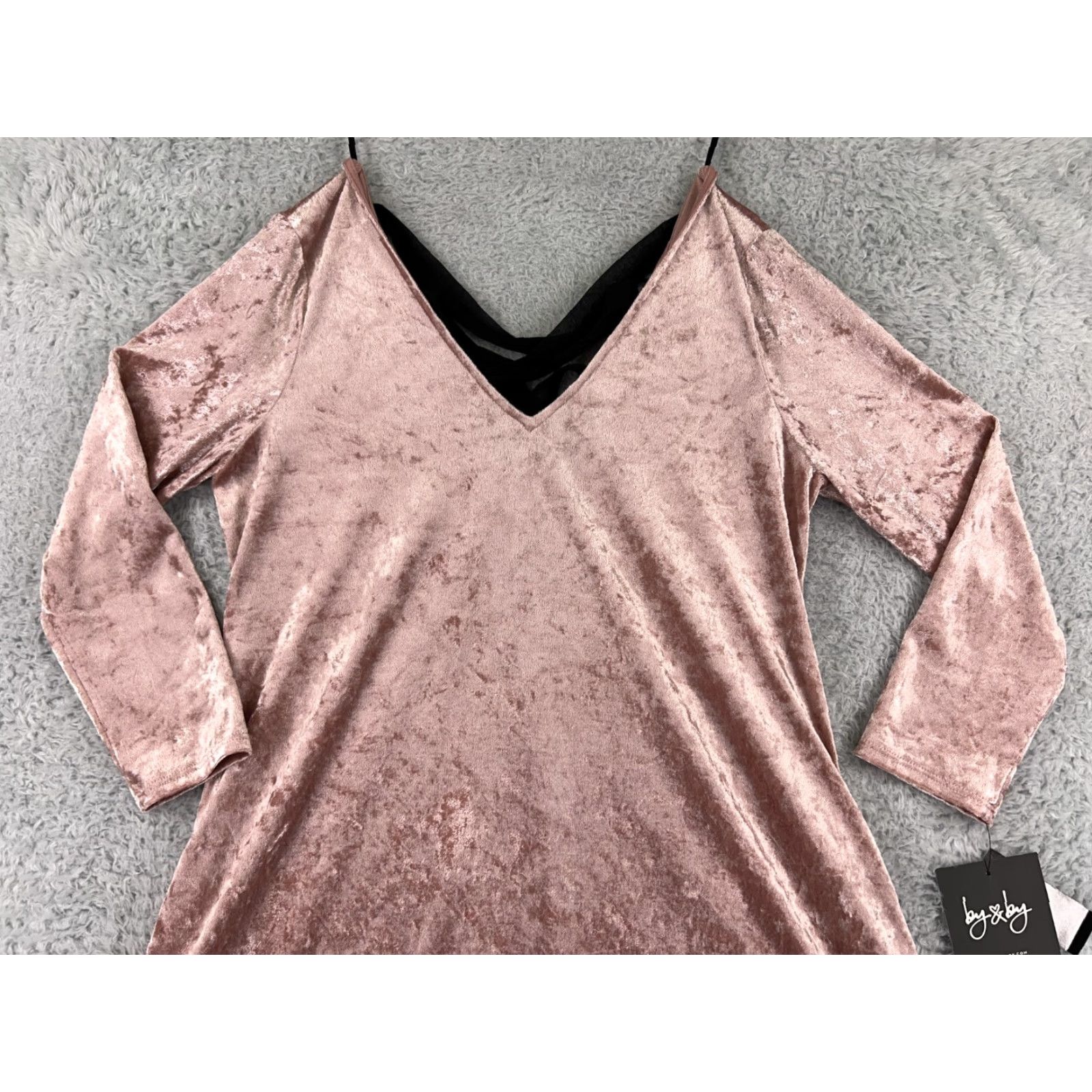 Vintage VINTAGE ByxBy Dress Womens Pink 90s Mini 3/4 Sleeve V-Neck Polyester Size M / US 6-8 / IT 42-44 - 5 Thumbnail