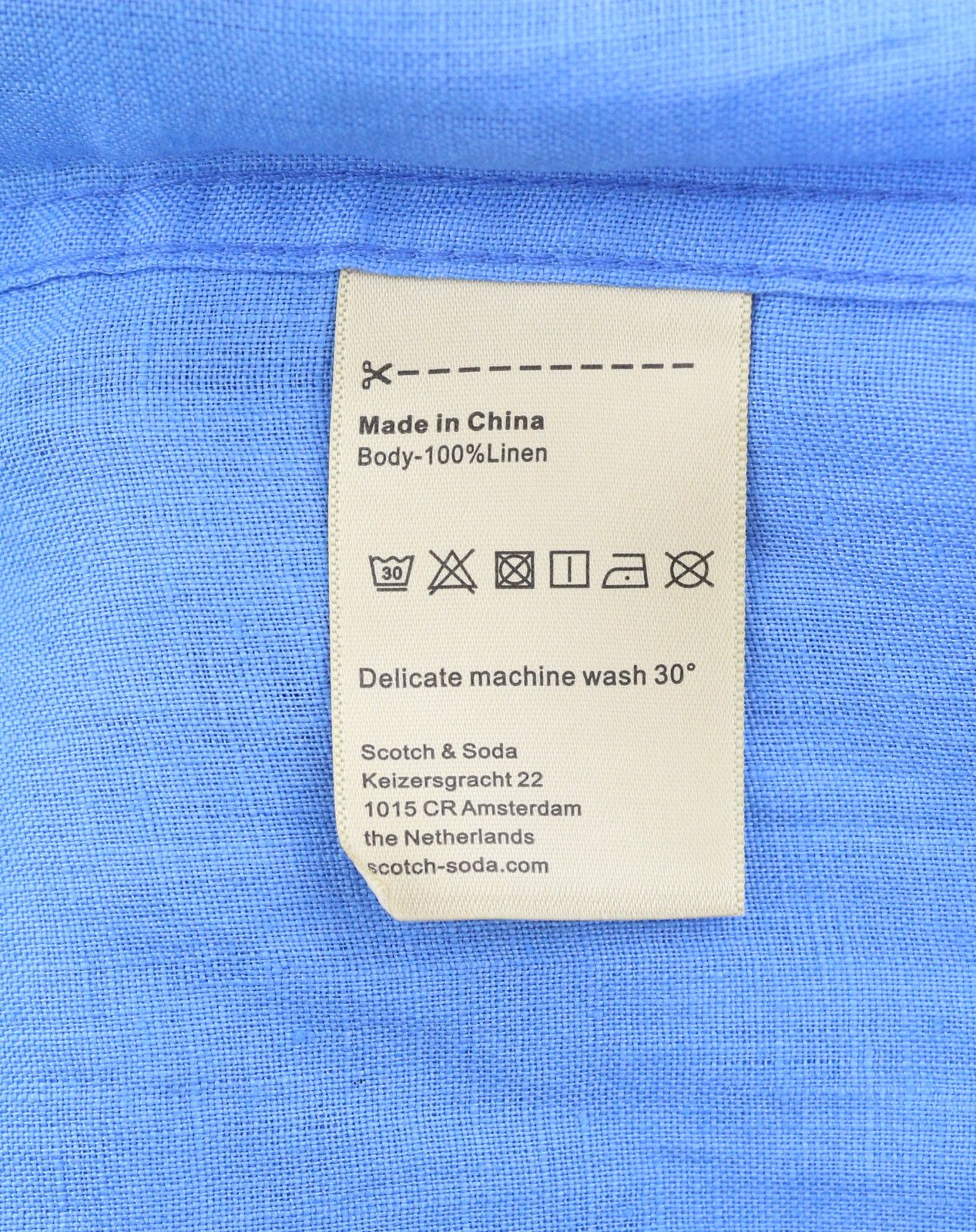 Scotch & Soda M Blue Linen Button-Down Roll-Up Shirt 88519 Size US M / EU 48-50 / 2 - 7 Thumbnail