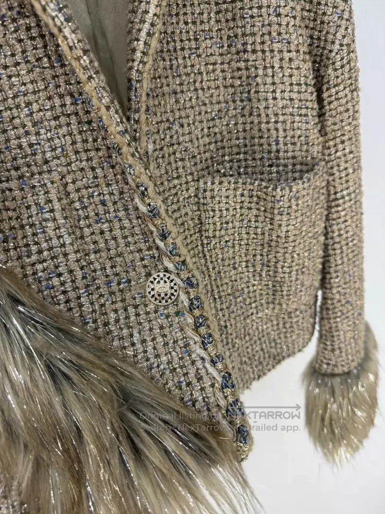 Chanel Chanel 21A Women's Castle Series Woollen Gold Velvet Tweed Size XS / US 0-2 / IT 36-38 - 3 Thumbnail