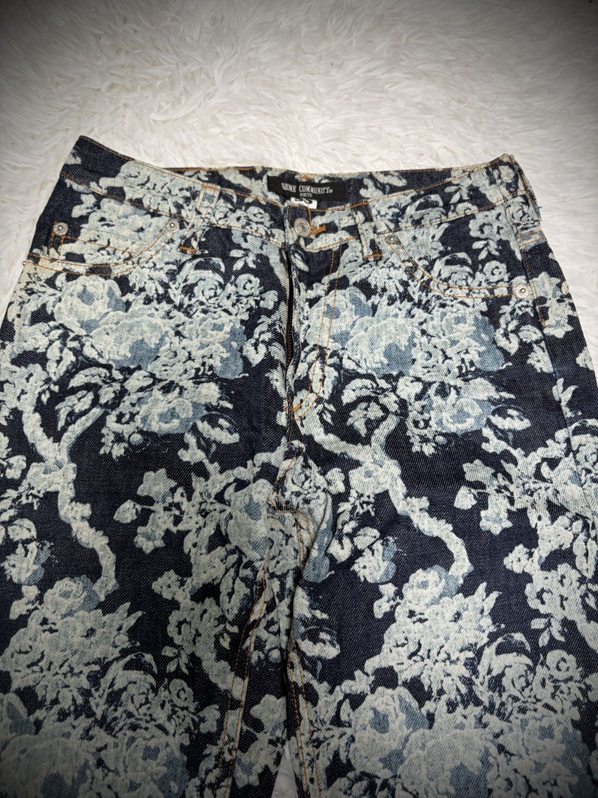 Hysteric Glamour Rare Ozone Community tattoo floral flared raw denim jeans Size 26" / US 2 / IT 38 - 3 Thumbnail