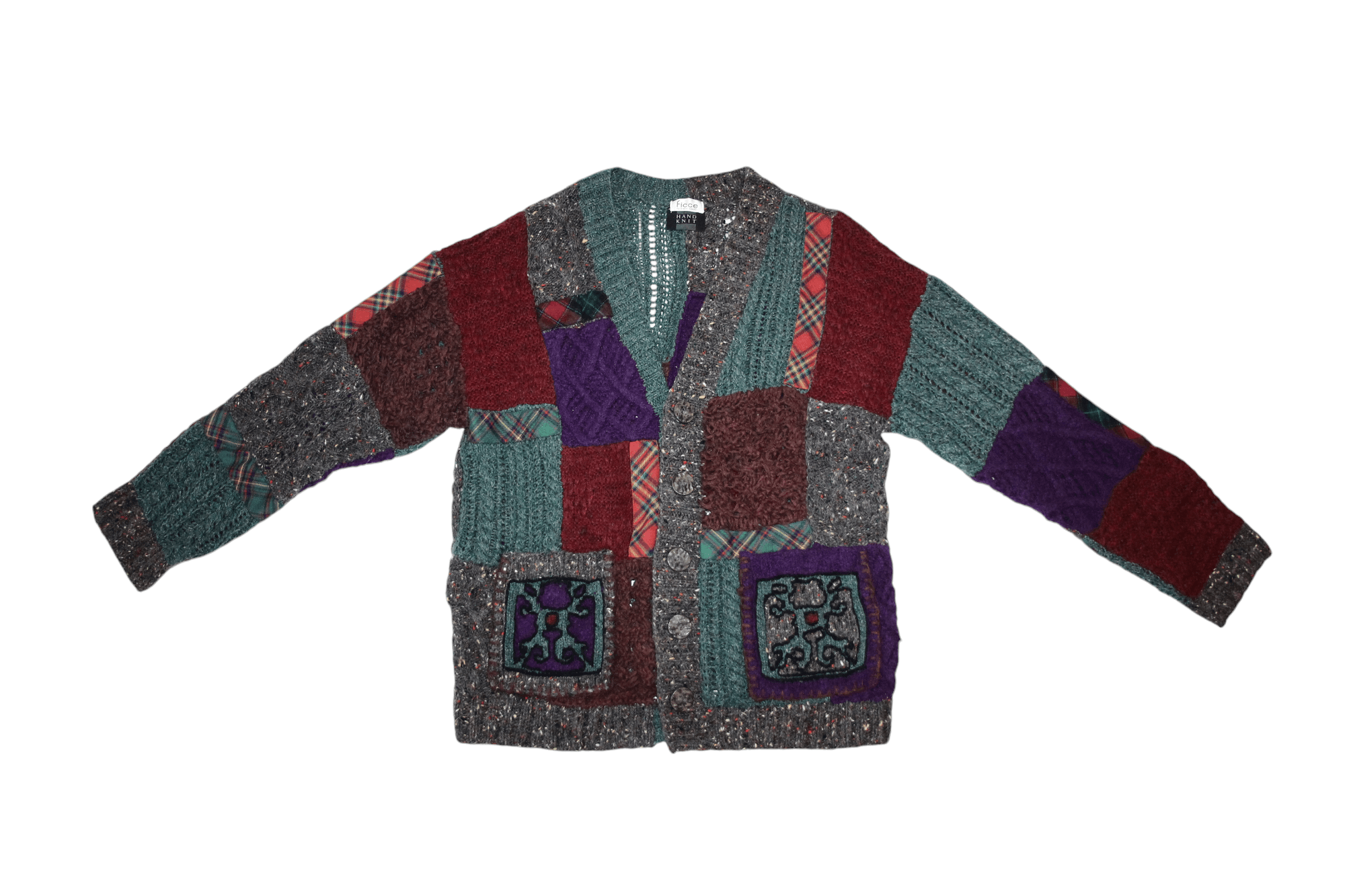 Yoshiyuki Konishi FICCE Yoshiyuki Konishi Boro Patchwork Crochet Knit Cardigan Size US L / EU 52-54 / 3 - 13 Thumbnail