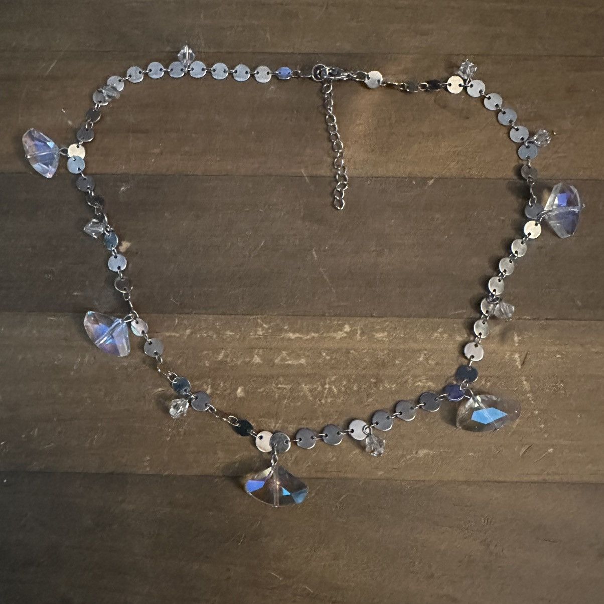 Other Silver tone disc chain with Aurora Borealis charms necklace Size ONE SIZE - 2 Thumbnail