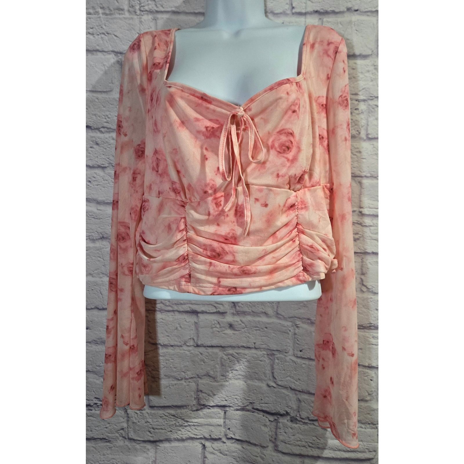 Other Shein Pink Floral Print Cropped Top 3XL Plus Size 3XL / US 20-22 - 1 Thumbnail