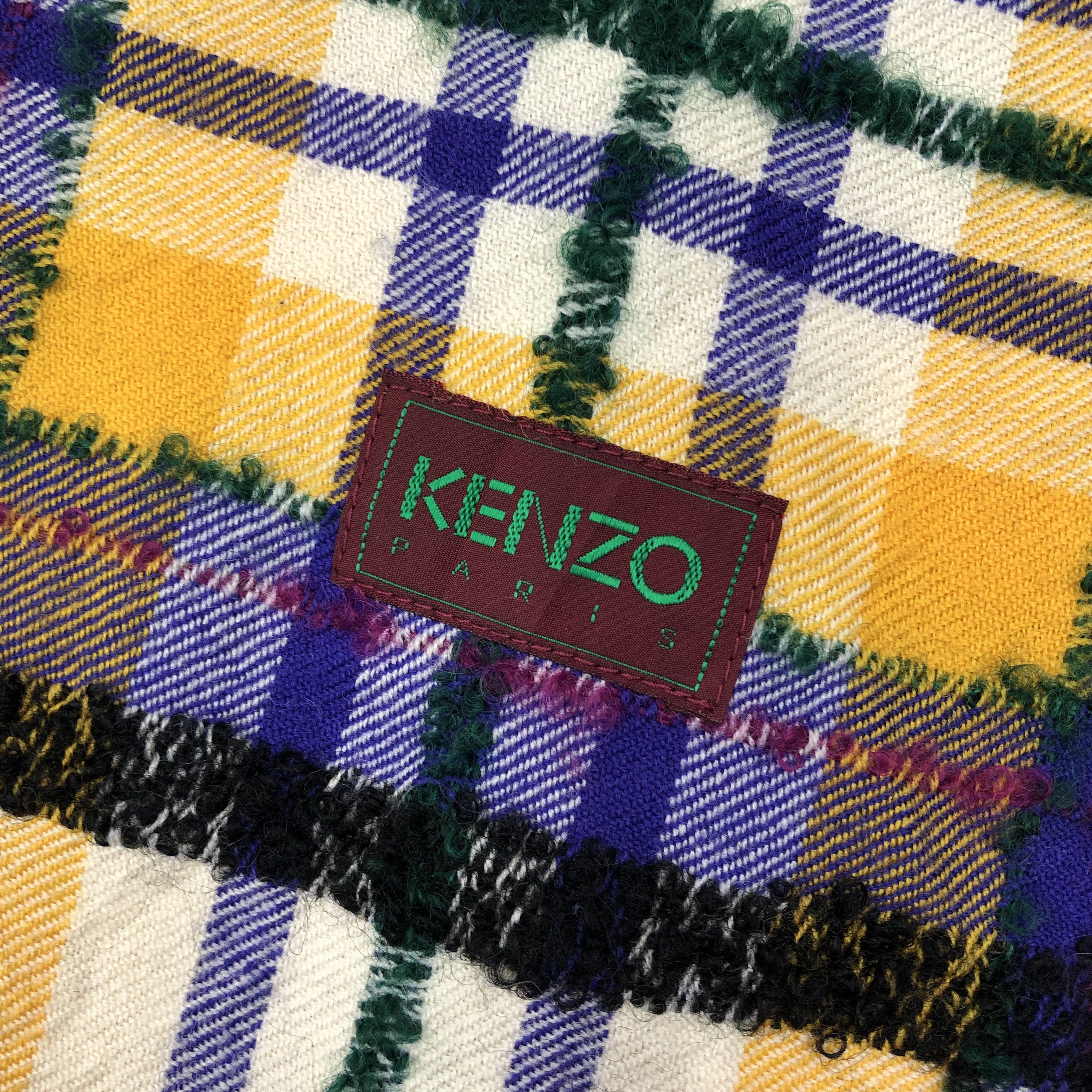 Japanese Brand Vintage Kenzo Scarf Muffler Wool Plaid Scarves Size ONE SIZE - 4 Thumbnail