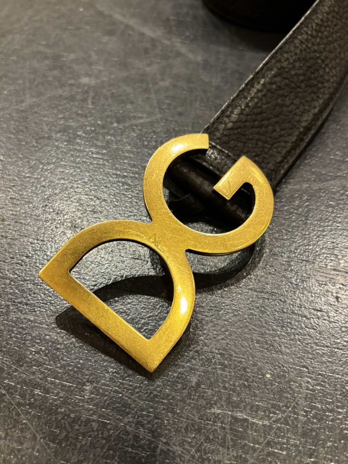Dolce & Gabbana Dolce & Gabbana Leather Belt - Gold/Black Size 36 - 1 Thumbnail