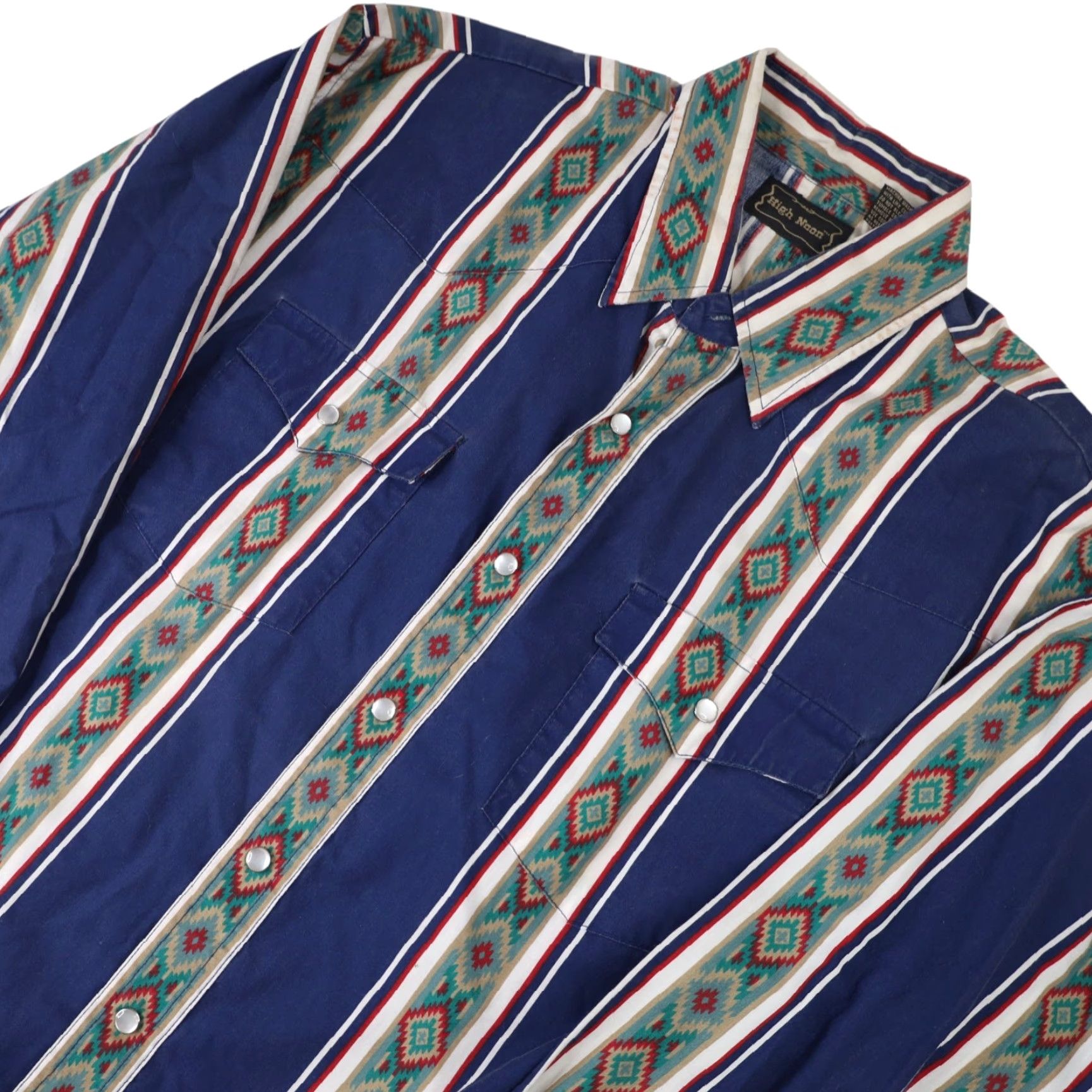 Vintage VINTAGE High Noon Mens Large Vertical Aztec Striped Pearl Snap Western Shirt Size US L / EU 52-54 / 3 - 2 Thumbnail
