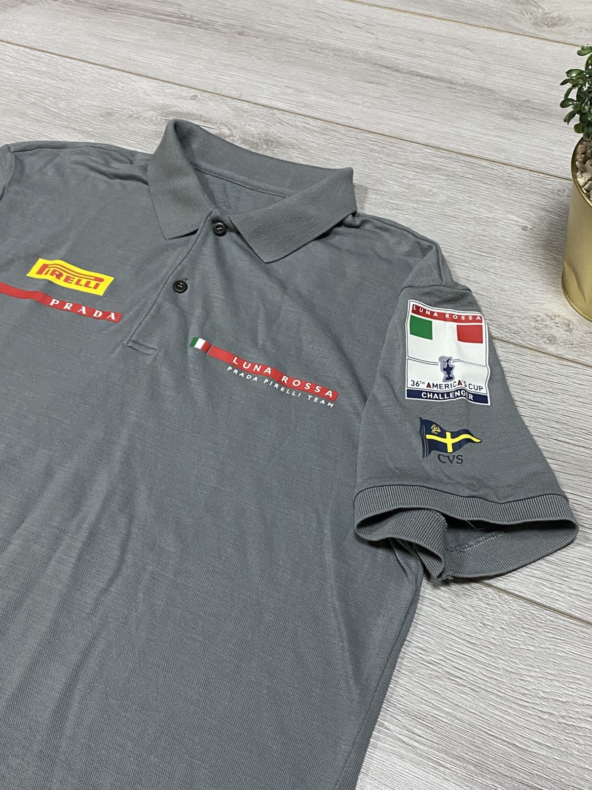 Prada Luna Rossa vintage Pirelli americas cup polo red tab