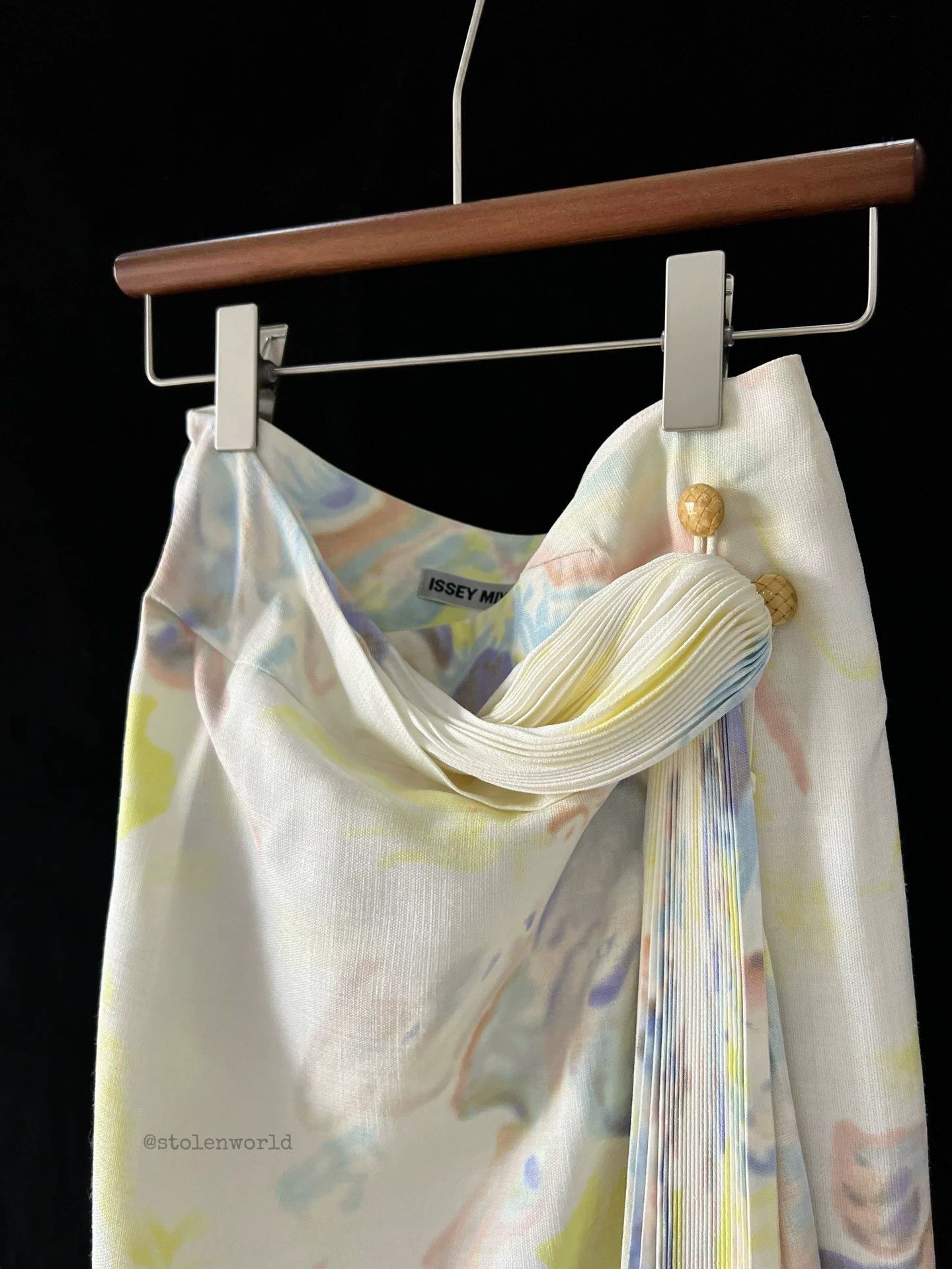 Issey Miyake Issey Miyake 2006 SS Bamboo corest Oil Paint Fan Dress 2 Size 26" / US 2 / IT 38 - 5 Thumbnail