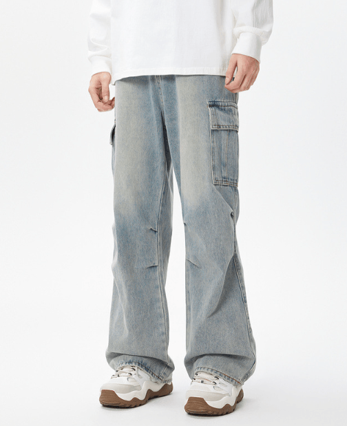 Japanese Brand × Jean Japanese retro cleanfit washed distressed cargo jeans Size US 32 / EU 48 - 5 Thumbnail