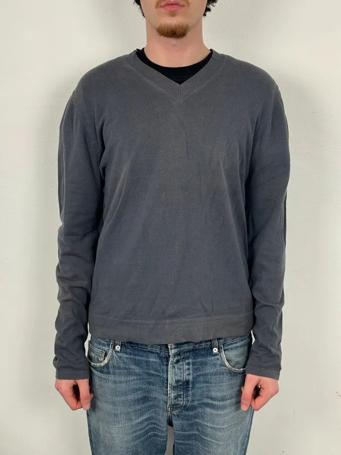 Dries Van Noten 1990s Dries Van Noten Blue Grey V-Neck Sweater Size US L / EU 52-54 / 3 - 2 Thumbnail