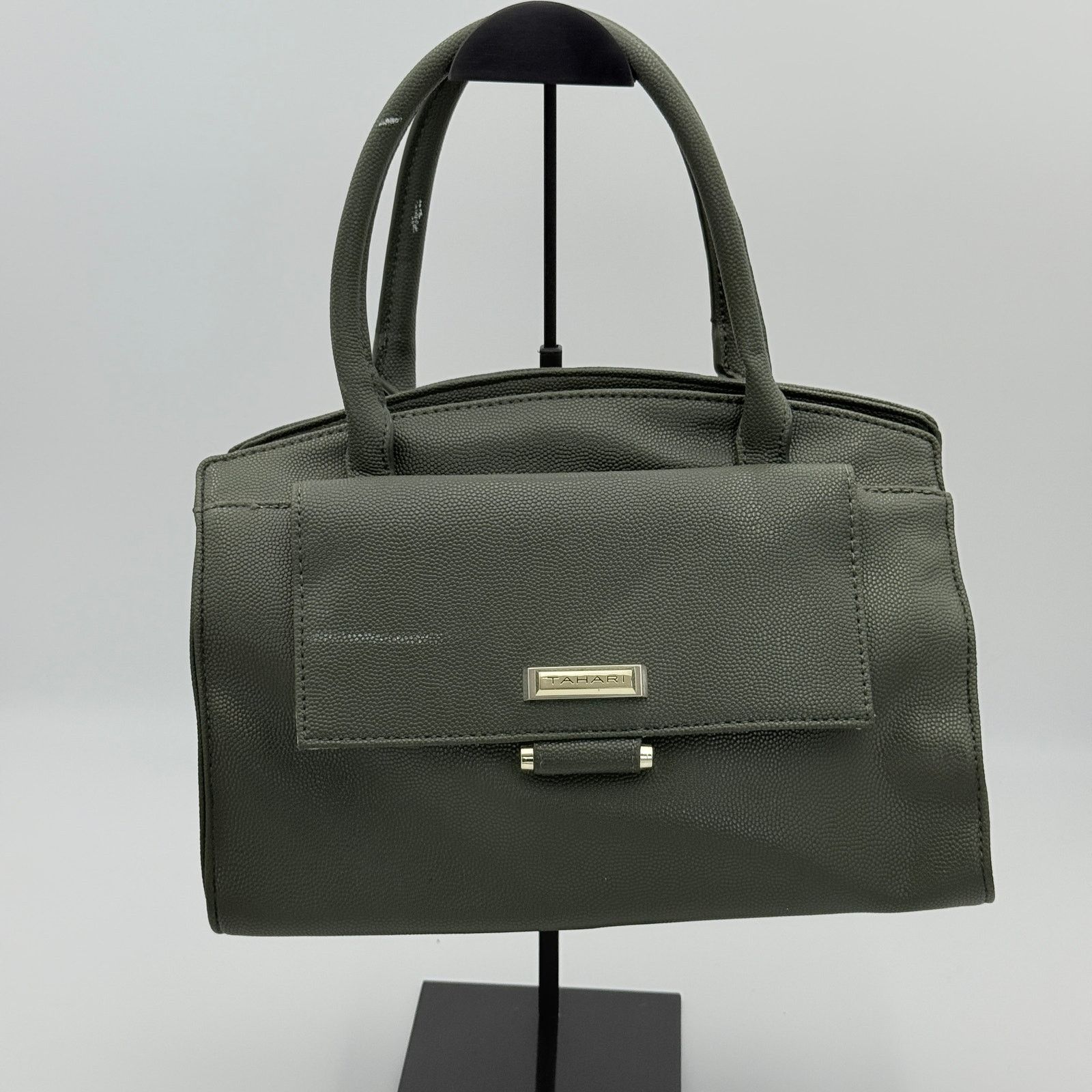 Elie Tahari Tahari Green Textured Satchel Top Handle Bag Size ONE SIZE - 8 Thumbnail