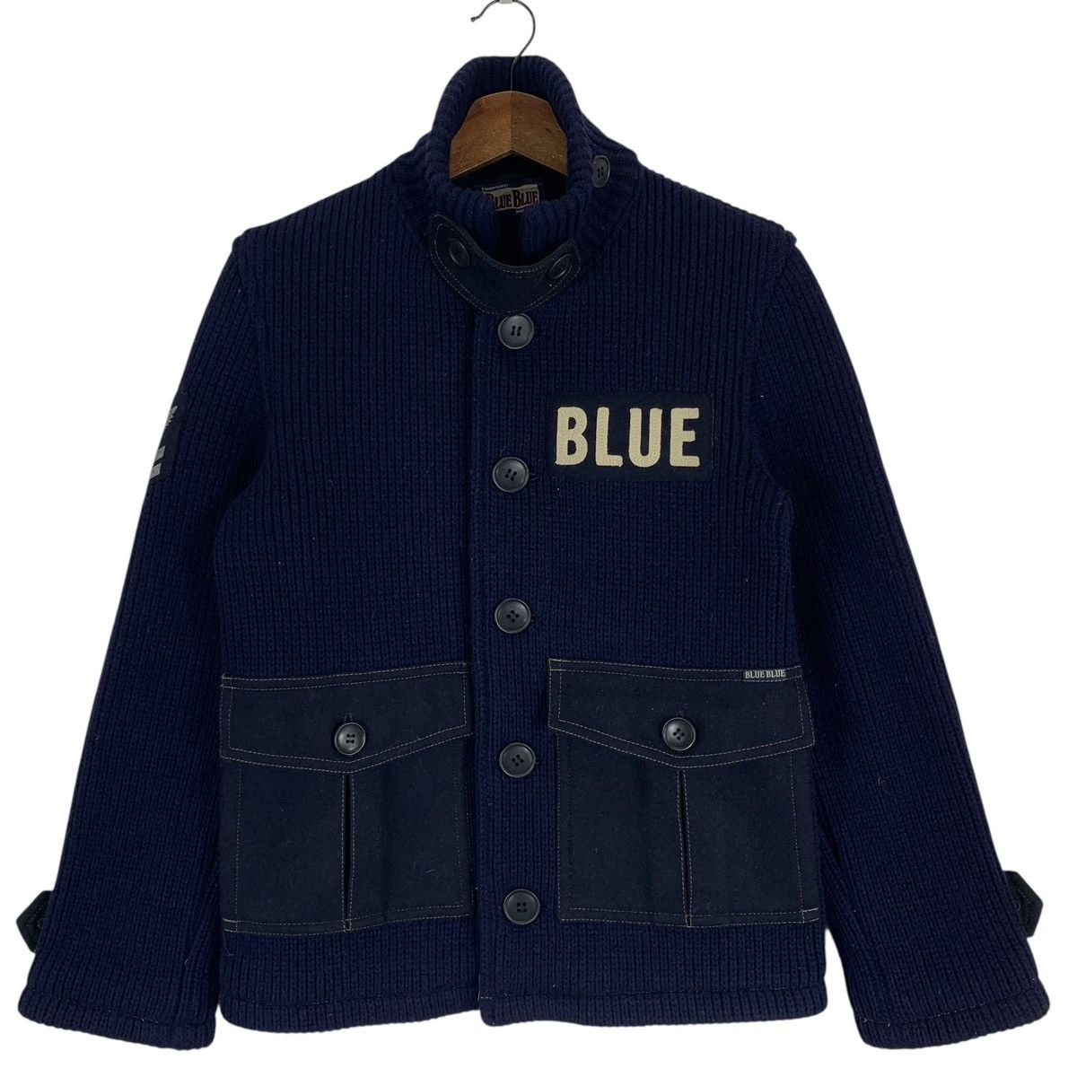 🔥🔥BLUE BLUE JAPAN MILITARY CABLE KNITTED JACKET
