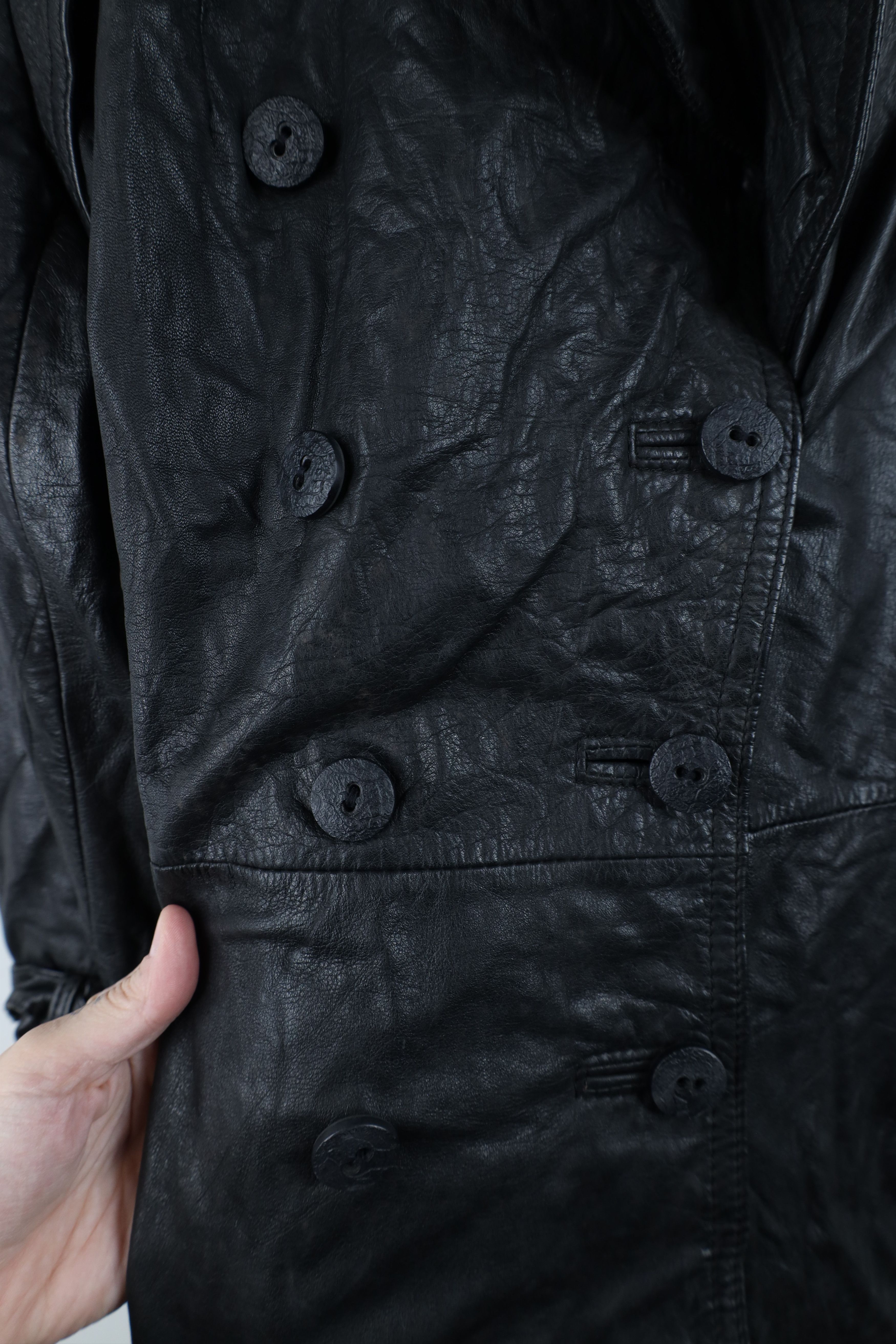 Vintage Vintage 70s Streetwear Goth Leather Trench Coat Jacket Black Size L / US 10 / IT 46 - 4 Thumbnail