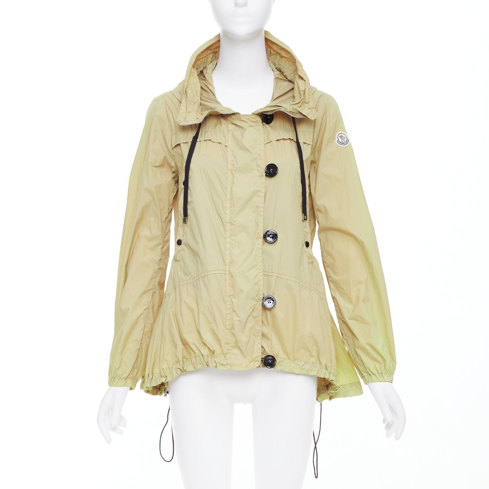 Moncler MONCLER Josette beige nylon cream logo black buttons flare windbreaker Sz.1 S Size S / US 4 / IT 40 - 1 Thumbnail