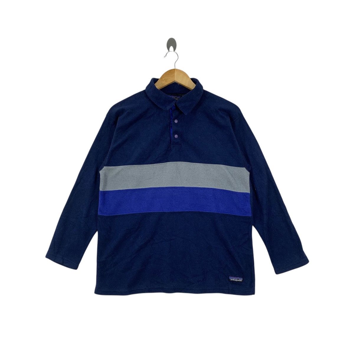 Patagonia Vintage PATAGONIA MADE IN USA Striped Fleece Polo Tee Shirt Size US M / EU 48-50 / 2 - 1 Thumbnail