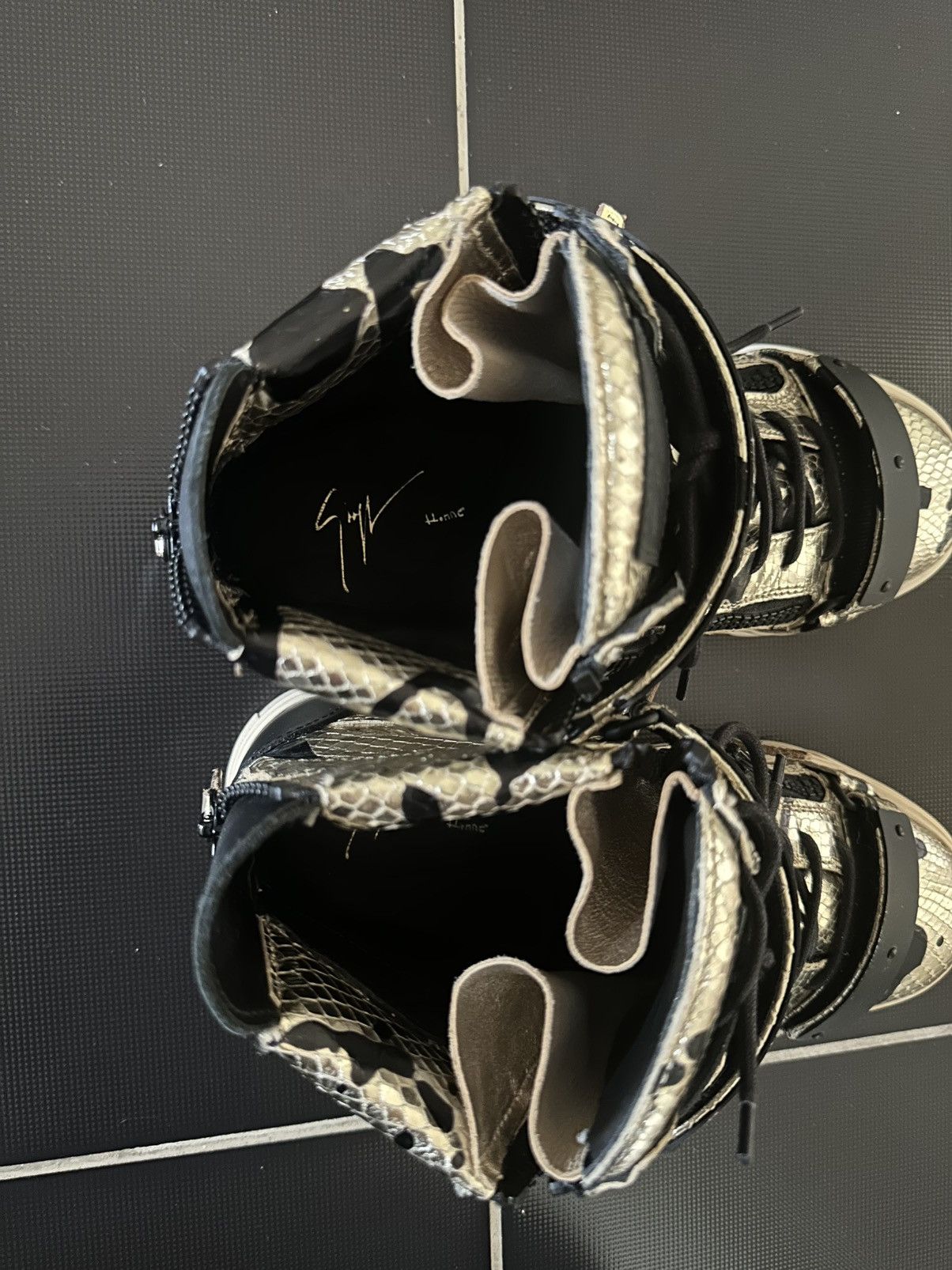 Giuseppe Zanotti Python leather black gold high top sneakers Size US 8 / EU 41 - 8 Thumbnail