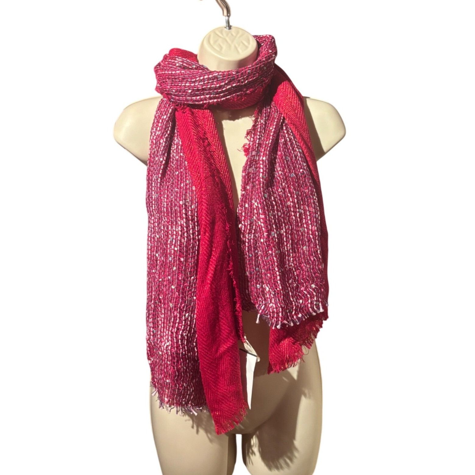 Other Collection XIIX Metallic Textured Scarf, Glazed Raspberry, O Size ONE SIZE - 1 Thumbnail