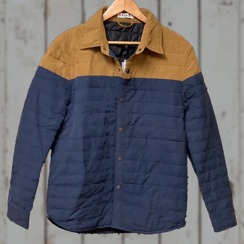 Denime Vals Denim Quilted Slim Fitted Button Shirt Jacket NWT, Button-Up, Long Sleeve, Collared, Multicolor Polyester, XL, Men Size US XL / EU 56 / 4 - 1 Thumbnail