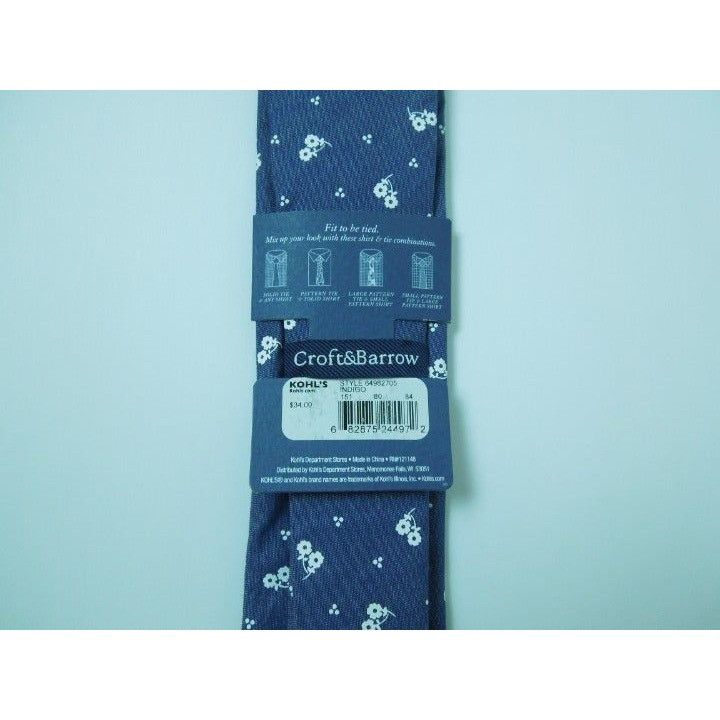 Croft & Barrow Croft & Barrow Blue White Floral Neck Tie Size ONE SIZE - 3 Thumbnail