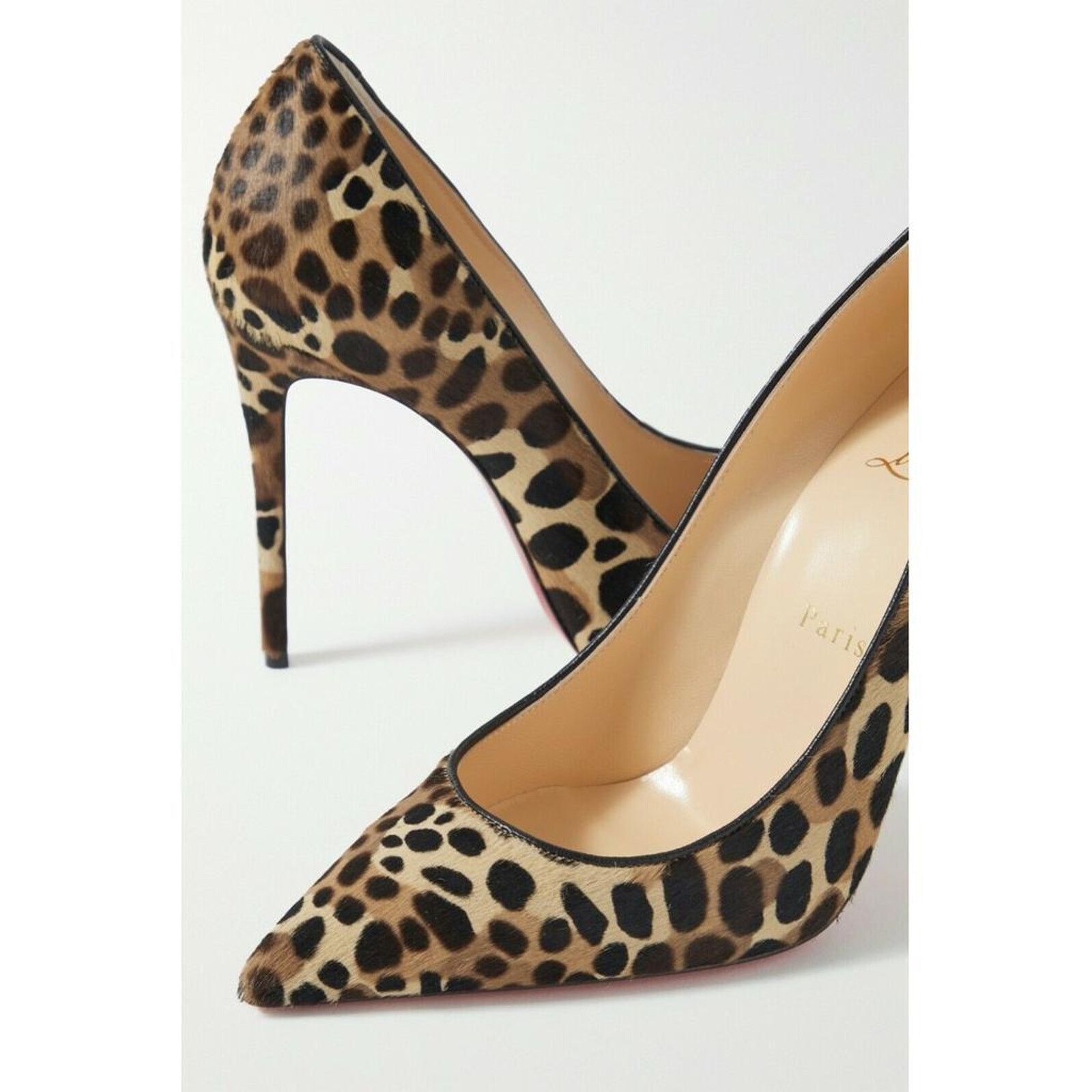 Christian Louboutin Kate 100 Pony Madagascar Leopard Black Brown Heel Pump 37.5 Size US 7.5 / IT 37.5 - 5 Thumbnail