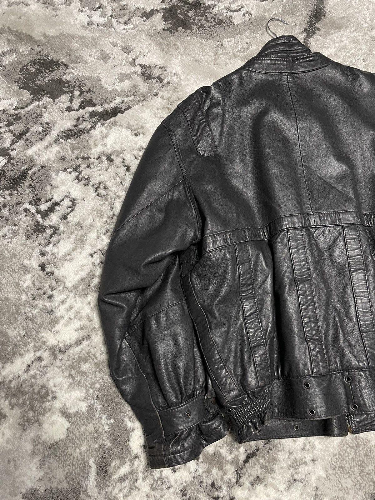 Genuine Leather Crazy Vintage Leather Bomber Jacket Biker Rick Owens Style Size US M / EU 48-50 / 2 - 18 Thumbnail
