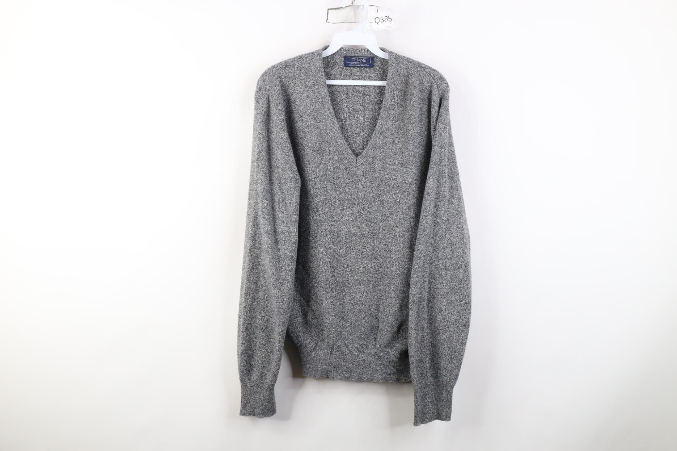 Vintage Vintage 70s Streetwear Knit V-Neck Sweater Heather Gray USA Size US XL / EU 56 / 4 - 1 Thumbnail