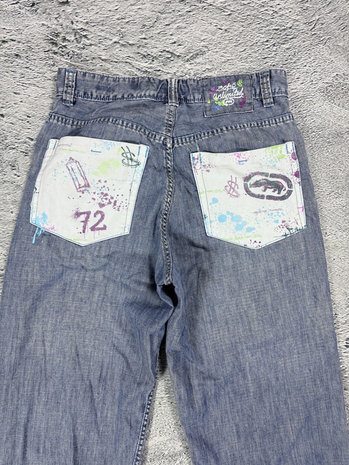Ecko Unltd. Ecko Baggy Painted hip-hop jeans denim pants Y2K Size US 32 / EU 48 - 2 Thumbnail