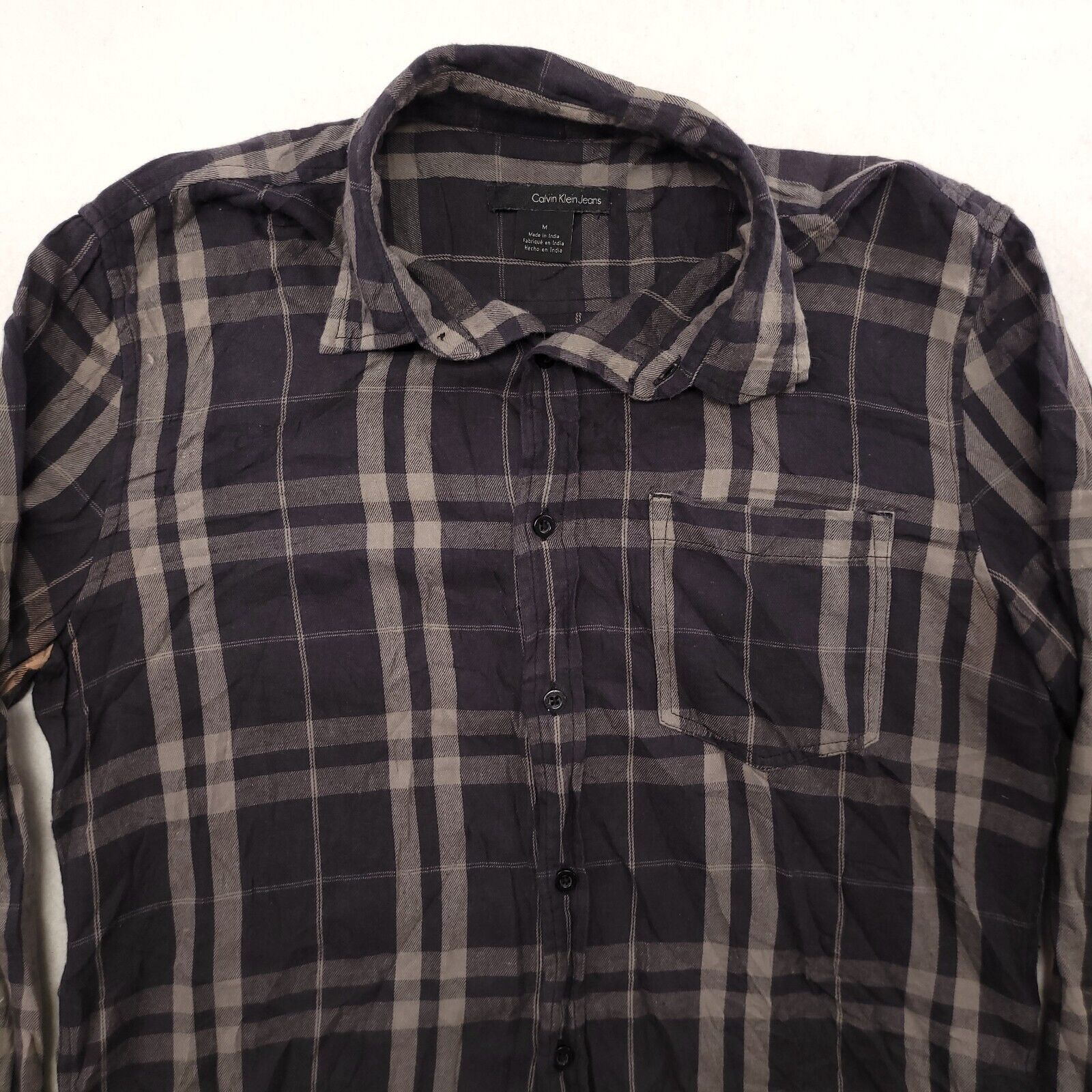 Calvin Klein Calvin Klein Jeans Tartan Flannel Shirt Mens Size M Gray Size US M / EU 48-50 / 2 - 1 Thumbnail