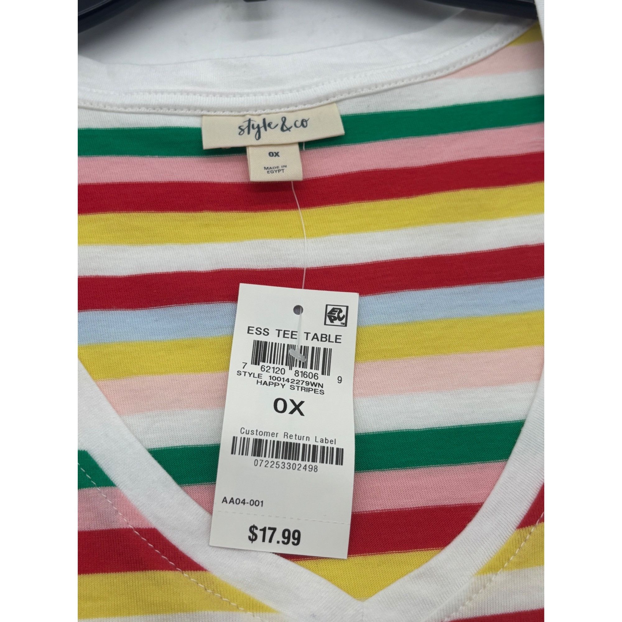 Style & Co Style & Co Plus Size Happy Stripes Cotton T-Shirt, OX Size ONE SIZE - 6 Thumbnail