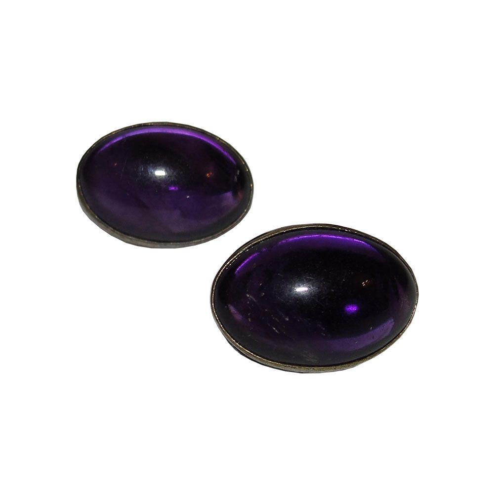 Designer Chinese Sterling Amethyst Cabochon Earrings Size ONE SIZE - 1 Thumbnail