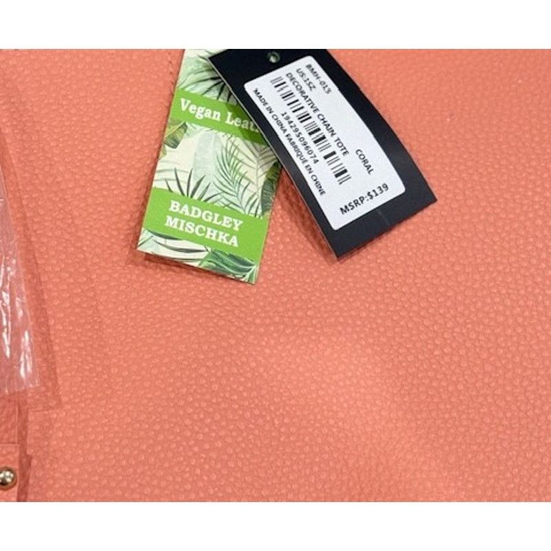 Badgley Mischka Badgley Mischka Chain Tote in “Coral” Vegan Leather Size ONE SIZE - 4 Thumbnail