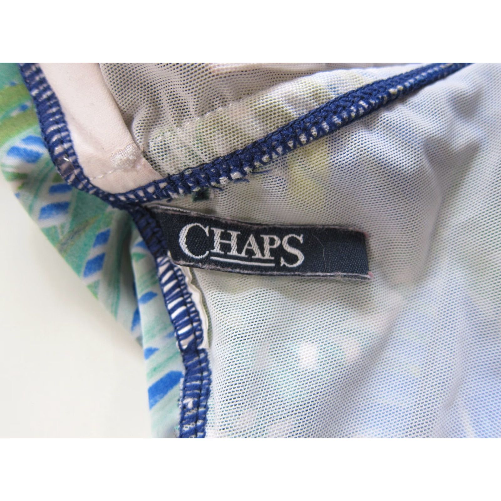 Chaps Chaps Ralph Lauren Green Blue Floral Beaded Halter One Piece Swimsuit Women 8/L Size ONE SIZE - 6 Thumbnail