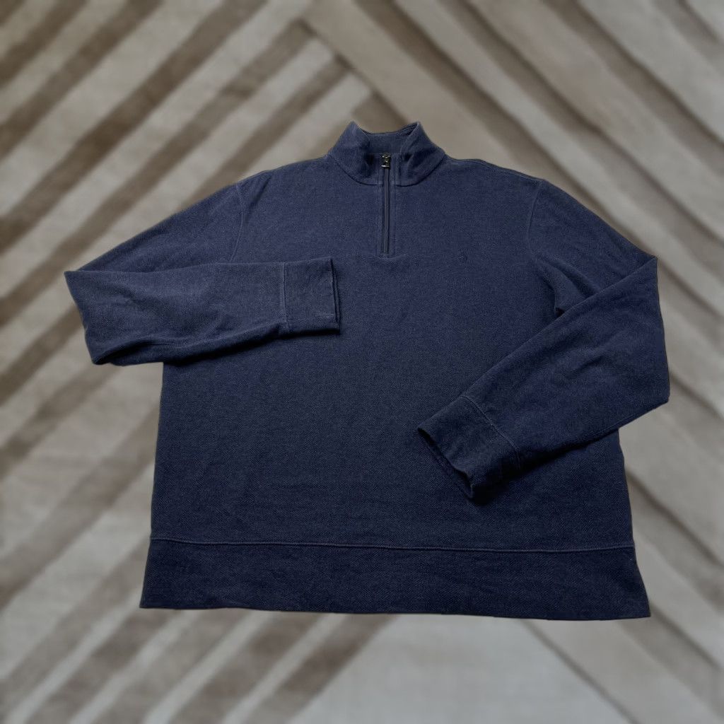 Polo Ralph Lauren Polo Ralph Lauren Pullover Jersey 1/4 Zip Herringbone Navy Blue M Men Sweater Size US M / EU 48-50 / 2 - 1 Thumbnail