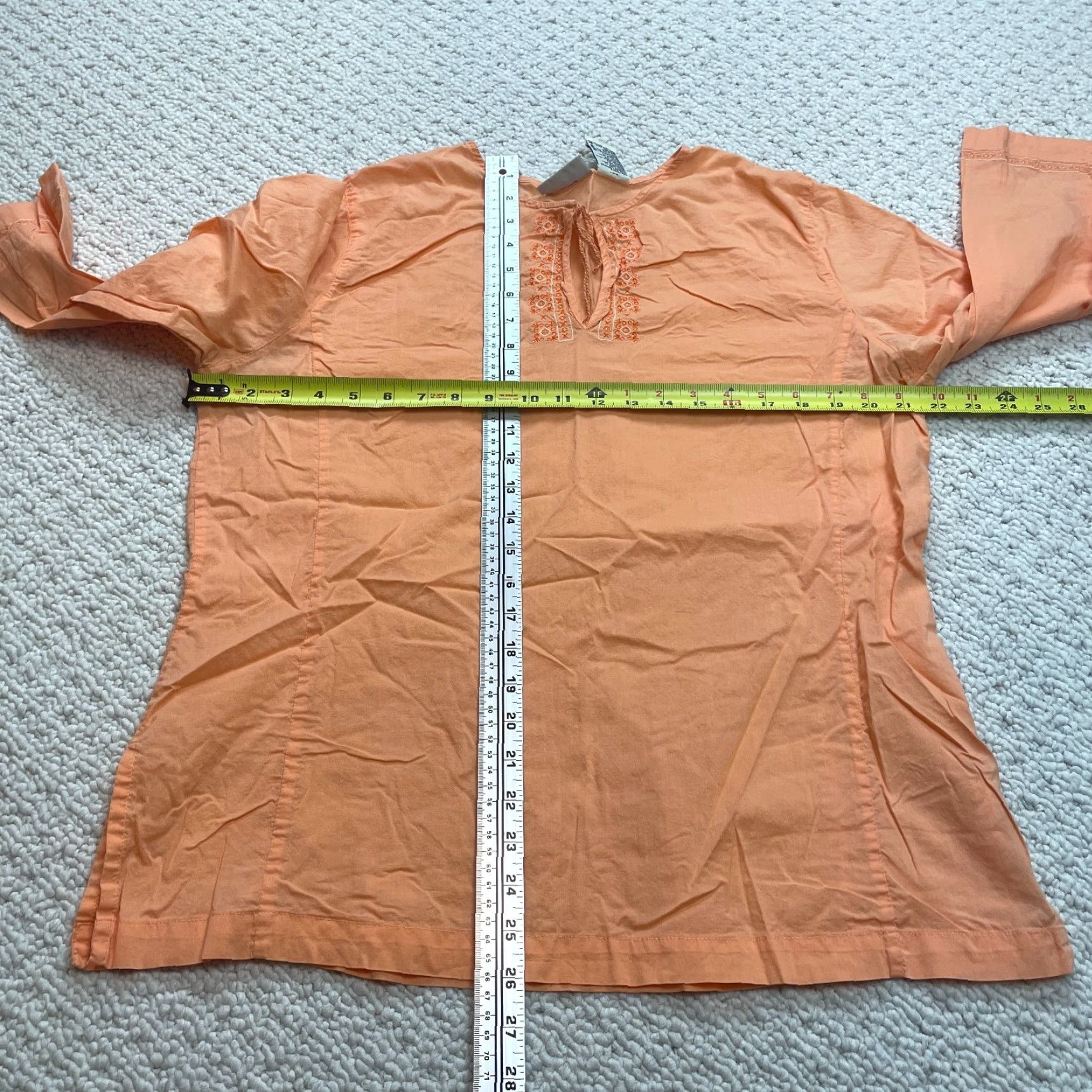 Vintage White Stag Shirt Womens XL Orange Cotton Long Sleeve Split Neck Soft Top Size XL / US 12-14 / IT 48-50 - 2 Thumbnail