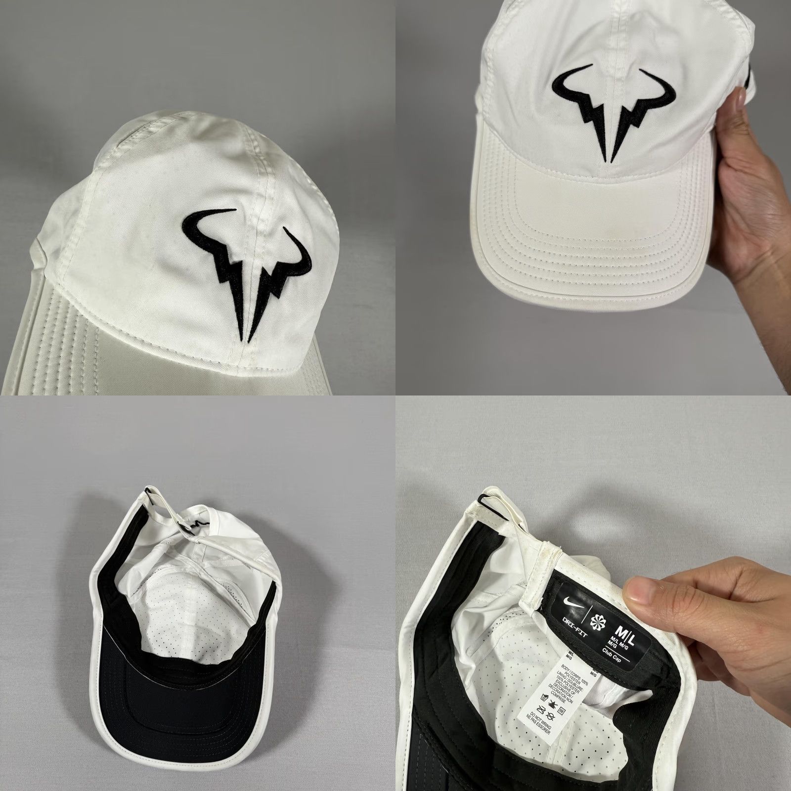 Nike Nike Hat Cap Rafael Nadal Strap Back Dri Fit Bull Mens Medium White Tennis Cap Baseball Size ONE SIZE - 8 Thumbnail