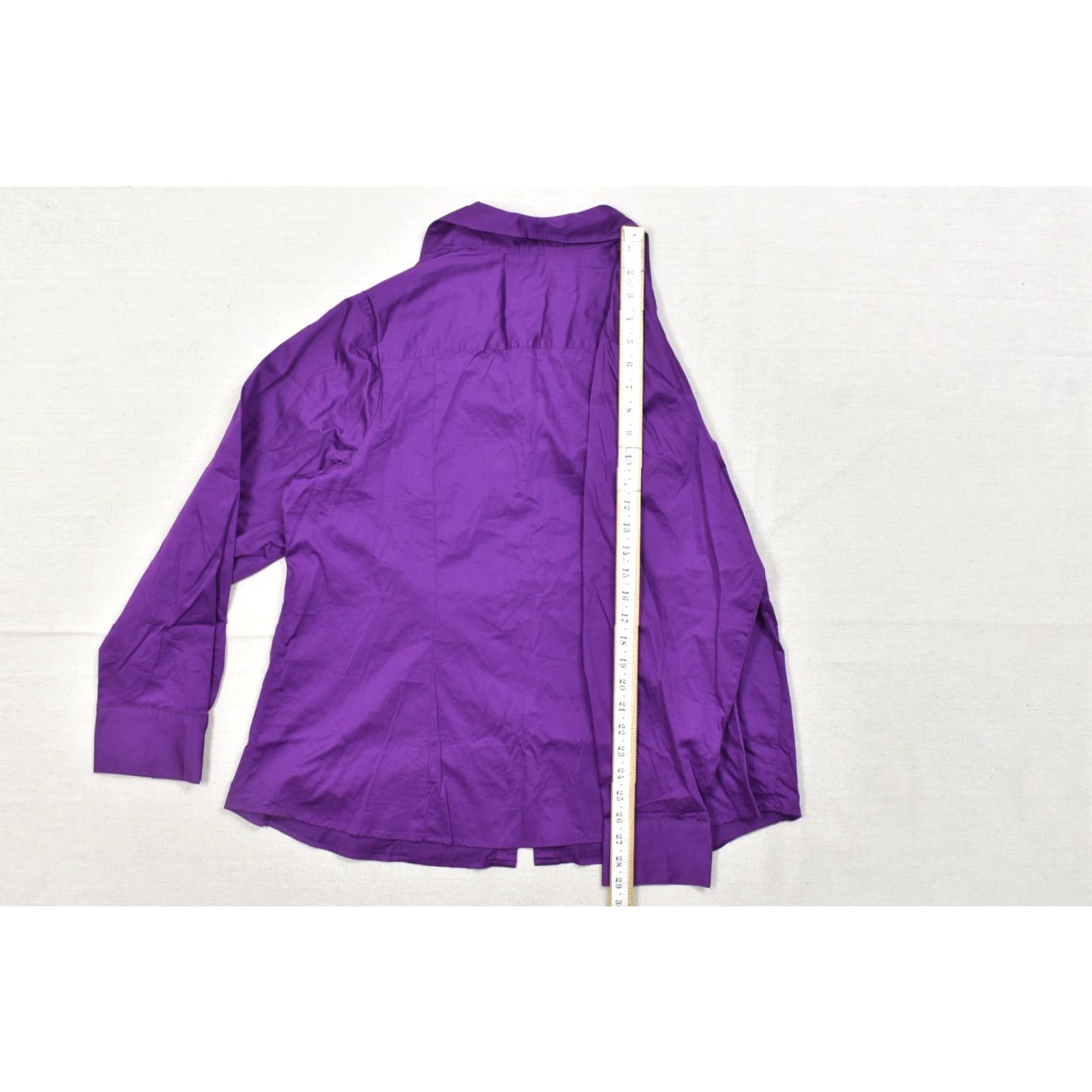 Vintage Lane Bryant Womens Plus Size 20 Purple Cotton Stretch Long Sleeve Button-Down Blouse Shirt Blouse Size 3XL / US 20-22 - 5 Thumbnail