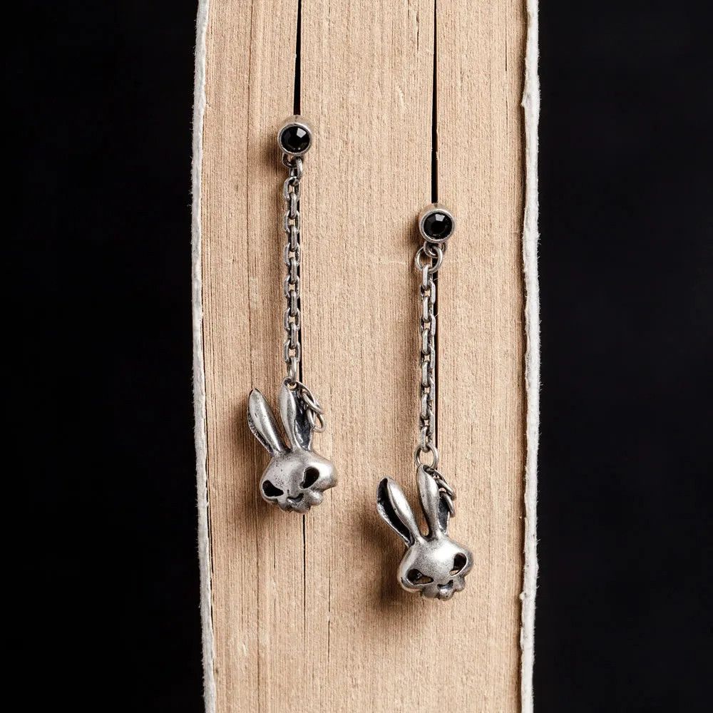 Jewelry Rabbit Skull Drop Earrings 925 Sterling Silver Ear Gift Size ONE SIZE - 1 Thumbnail