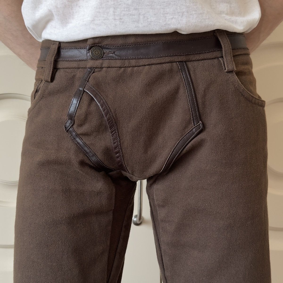 Dsquared2 Dsquared2 F/W 2002 Boxer Brief Leather-Trim Pants Size US 30 / EU 46 - 1 Thumbnail