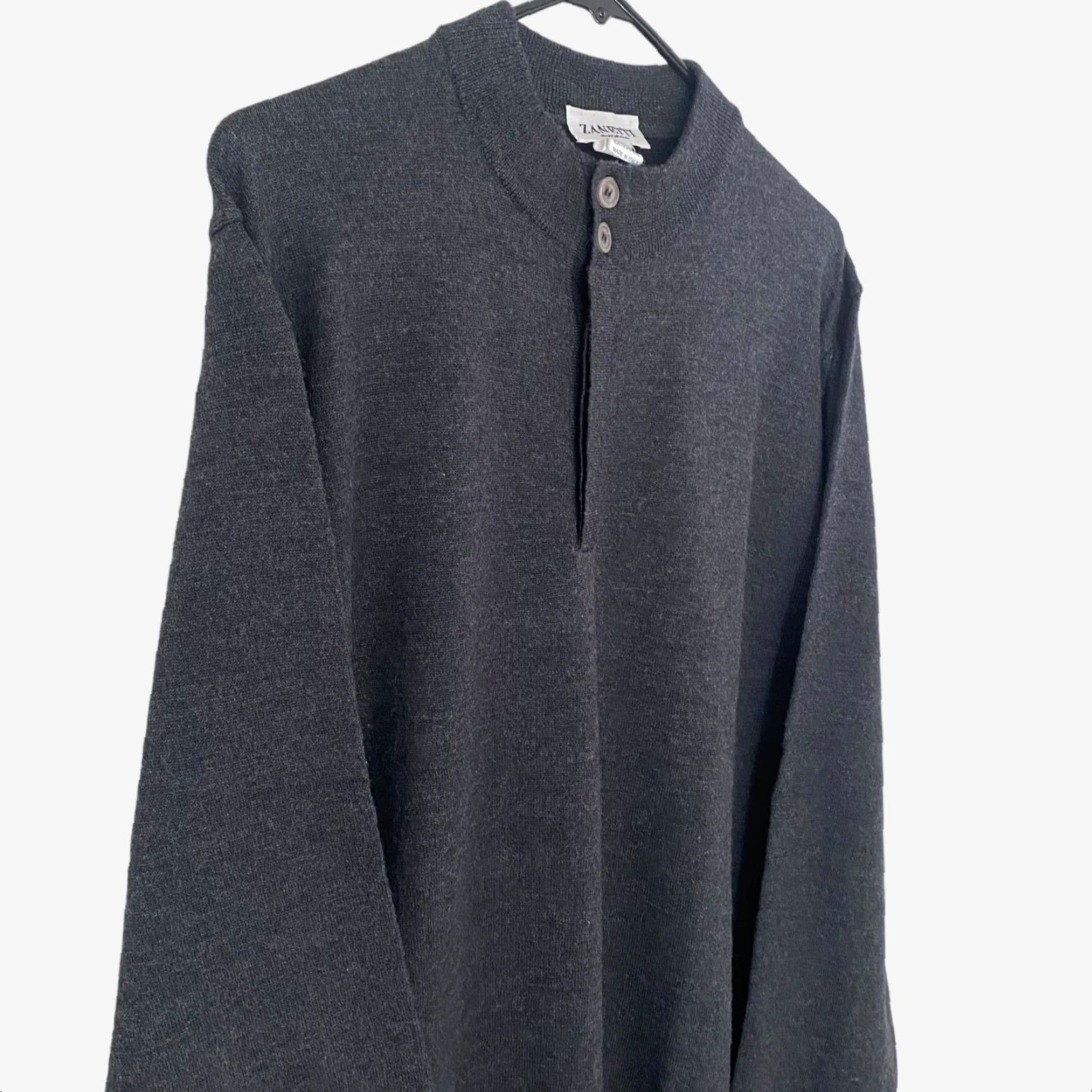 Vintage VINTAGE Zanetti Italy Merino Wool Henley Sweater Gray Men's XL Long-Sleeve Pullover Knit Fall Winter Size US XL / EU 56 / 4 - 4 Thumbnail